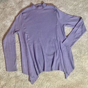 Anthropologie T.La Sloane thermal waffle knit mock  asymmetric tunic top Small